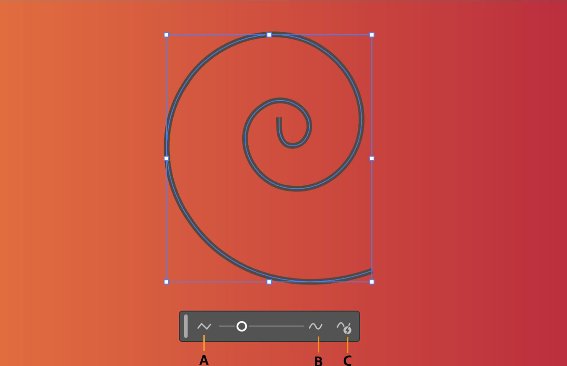 Screenshot of smooth slider with call outs for minimum, maximum and auto smooth.