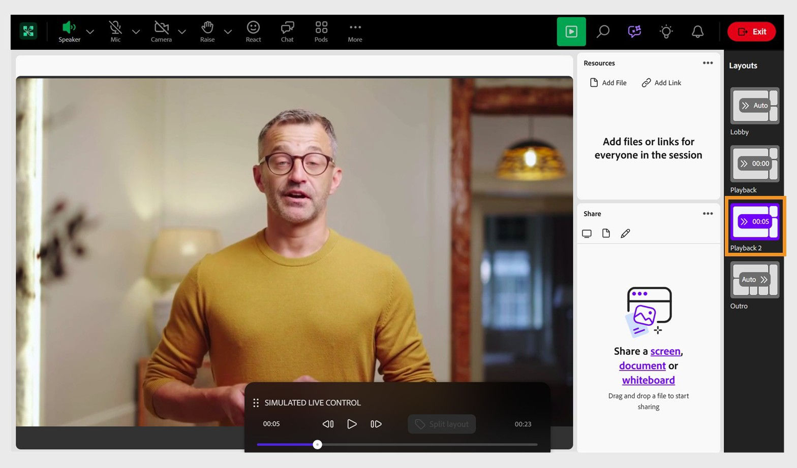 A new Playback layout is added in the webinar