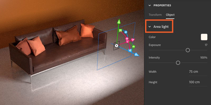 Use physical lights by going to properties, object, area light.