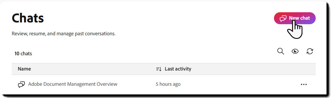 The New chat button on the Chats page