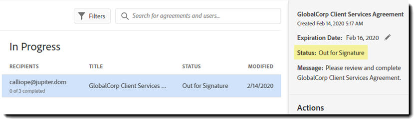 Agreement Status