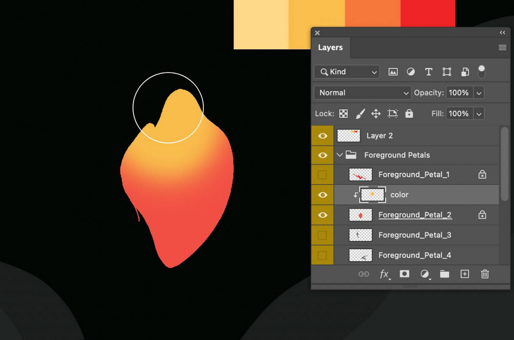 Step art showing how to add shading details to a clipping mask in Photoshop.