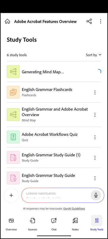 Study Tools generation state