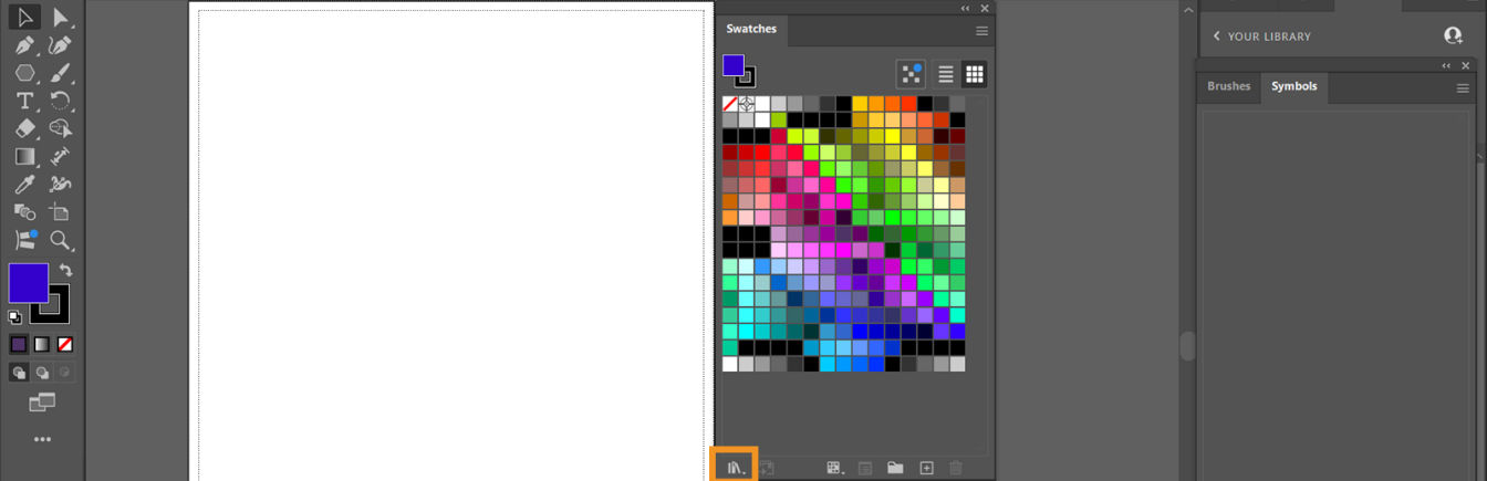 Swatches panel is displayed on the screen with Swatch Libraries menu highlighted.