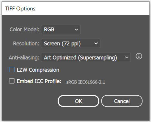 TIFF export options