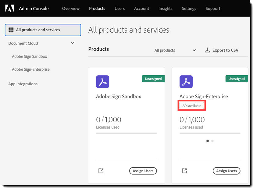 Tech Account product cards