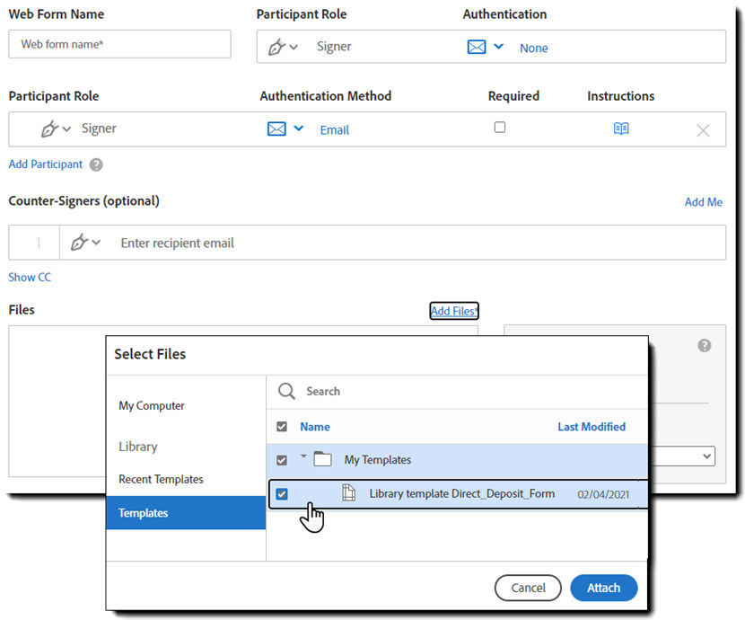 Webform from Template