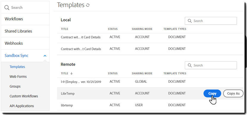 Sandbox - Template view