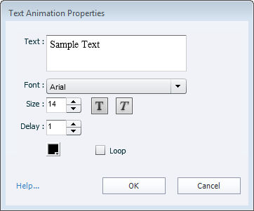 Text animation properties