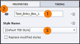 Text entry box name properties