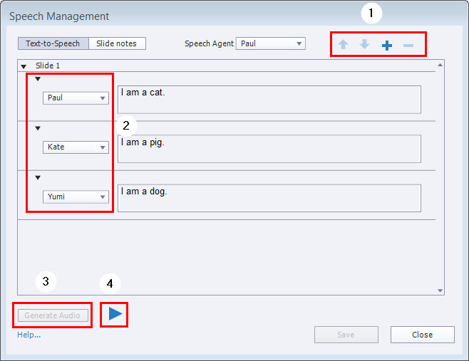 Text to speech dialog