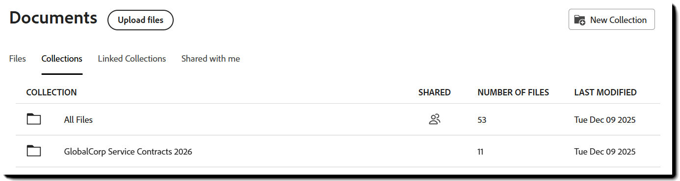 New collection on the Collections tab