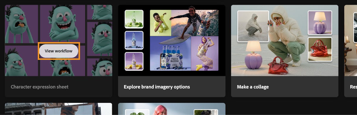 The Boards screen in Firefly shows several workflow templates, with one selected and the View workflow option displayed.