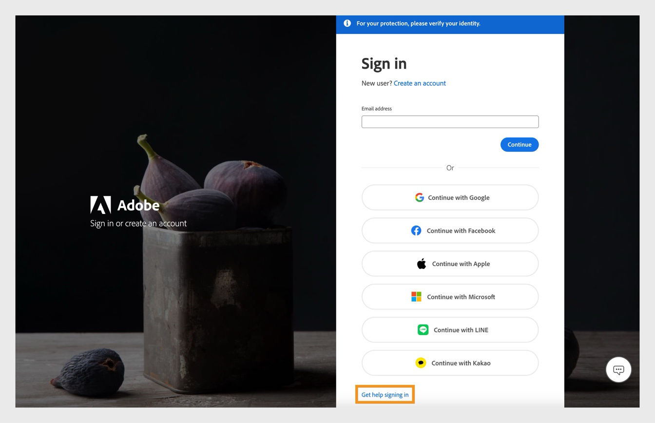 The Get help signing in button, available at the bottom of the Sign in window, provides the option to reset your account password. 