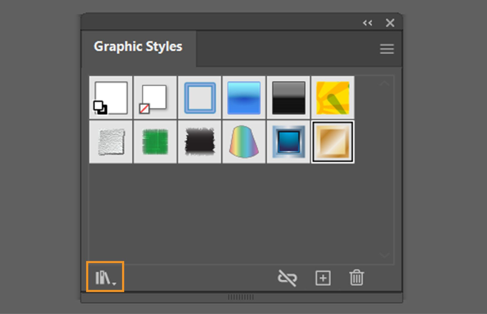 The Graphic Styles panel displays highlighted Graphic Styles Libraries Menu option.