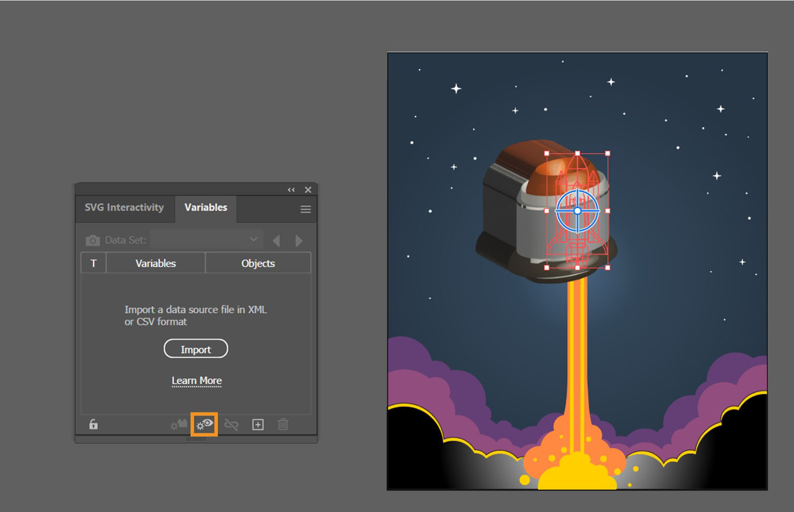 The Make Visibility Dynamic option is highlighted in the Variables panel. 