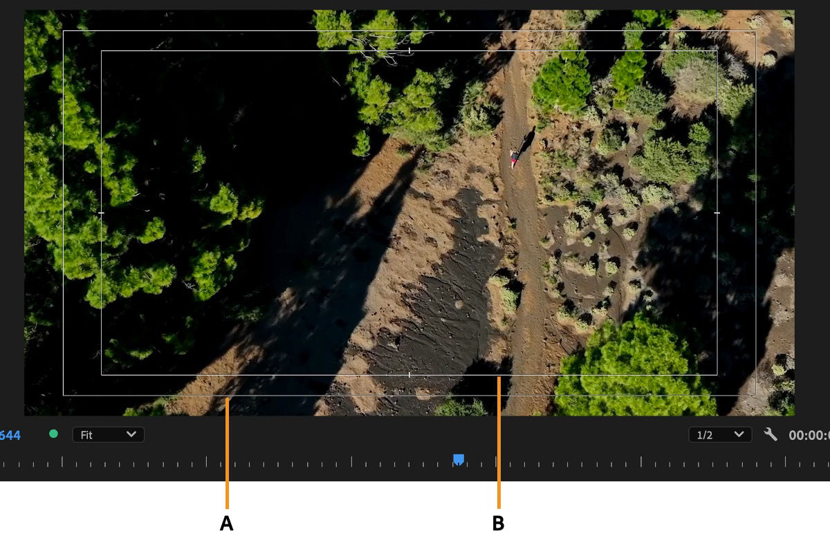 The Program Monitor displays safe zones to help ensure that your edited content is suitable for various screen sizes and aspect ratios.