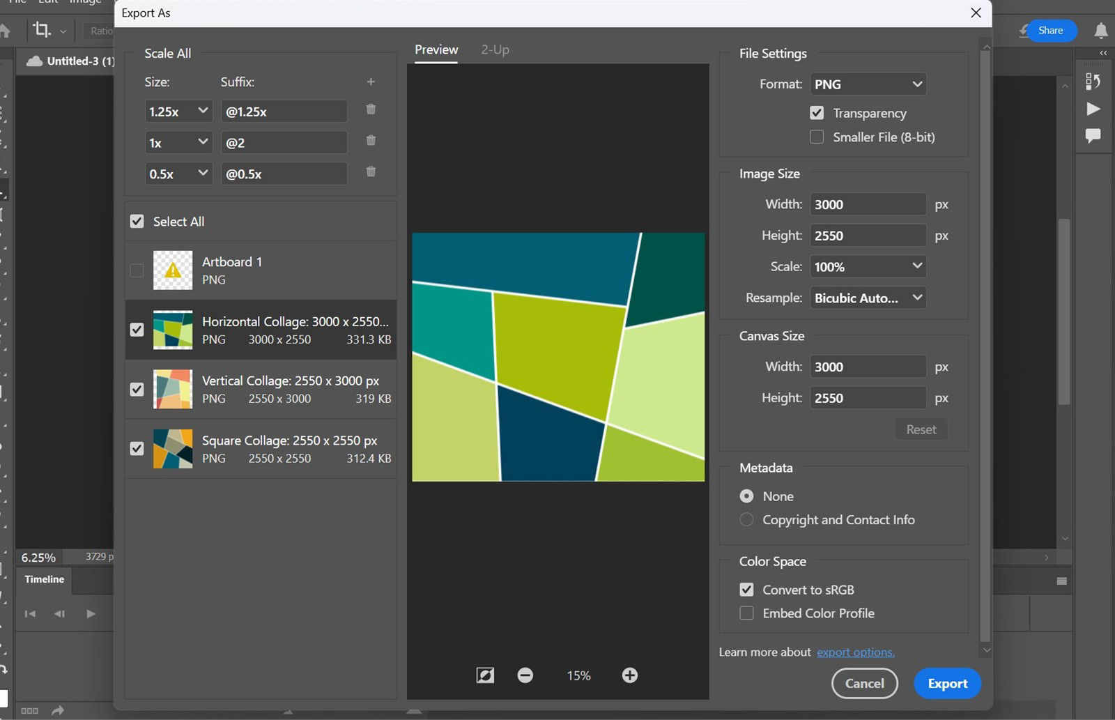 Save As dialog box open with options to name the file, choose location, format, and settings for export.