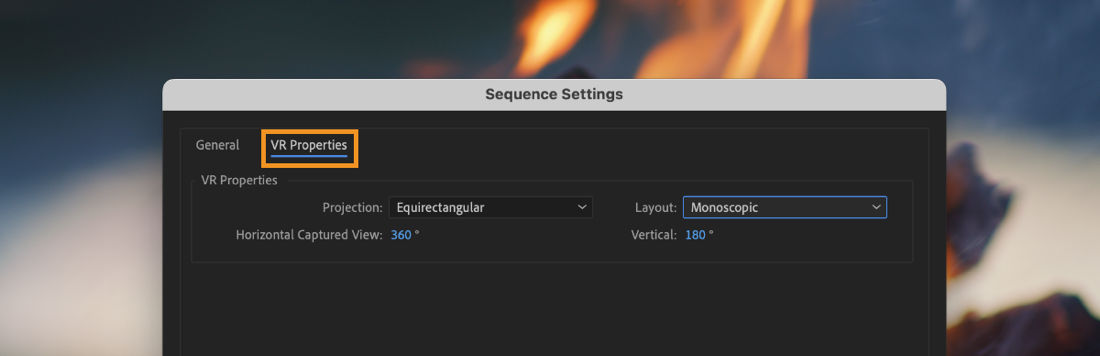 The VR Properties tab shows the VR properties and property details that can be changed based on the project requirements. 