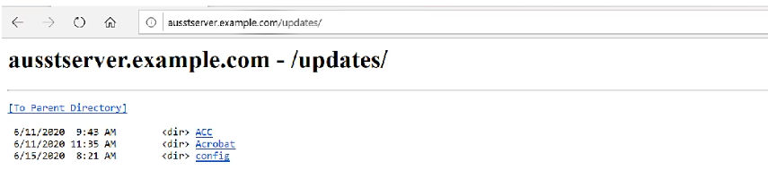 The screen displays an example of ausstserver updates results