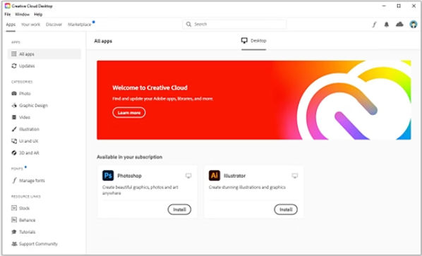 The screen displays the customize set of applications for download.