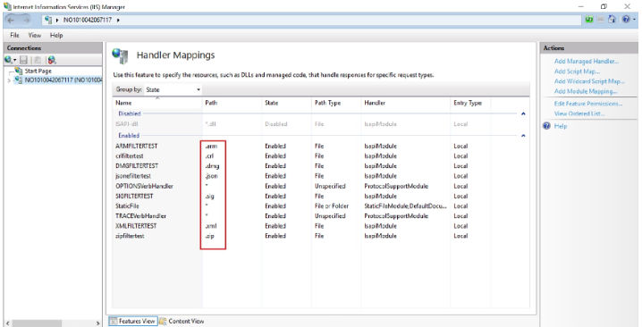 The screen displays the module mapping added for the extensions.
