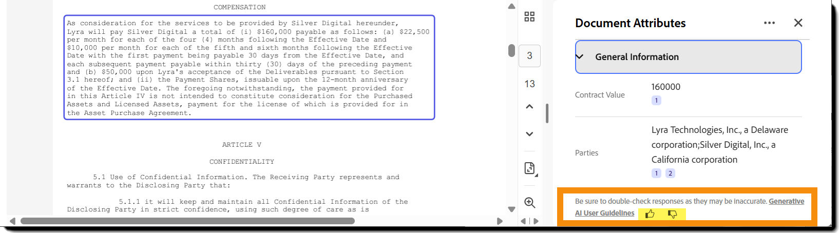 The citation page with the Thumbs up and down icons highlighted.