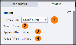 Timing inspector properties