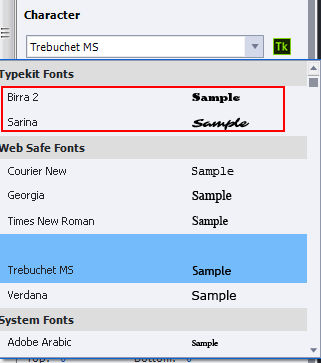 Typekit fonts in Captivate Classic