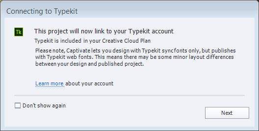 Typekit message