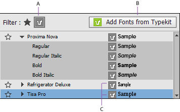 Typekit font filter