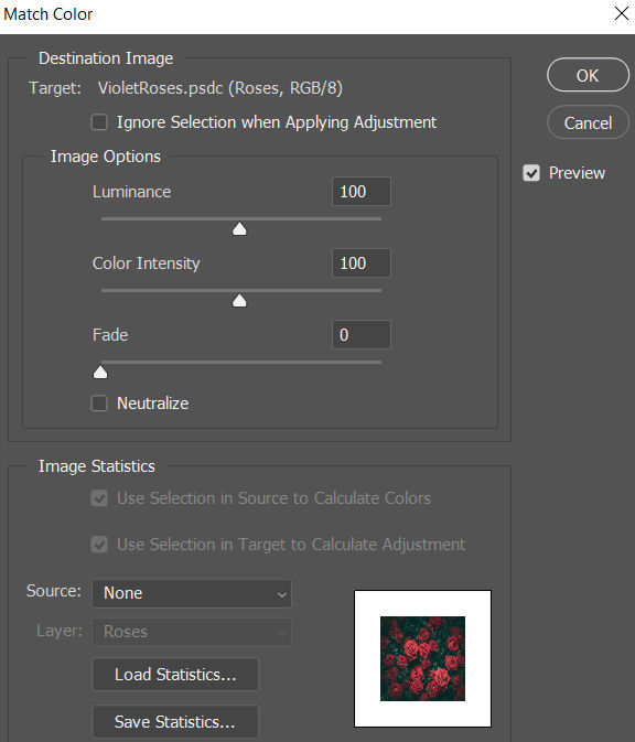 Dialoogvenster Kleur afstemmen