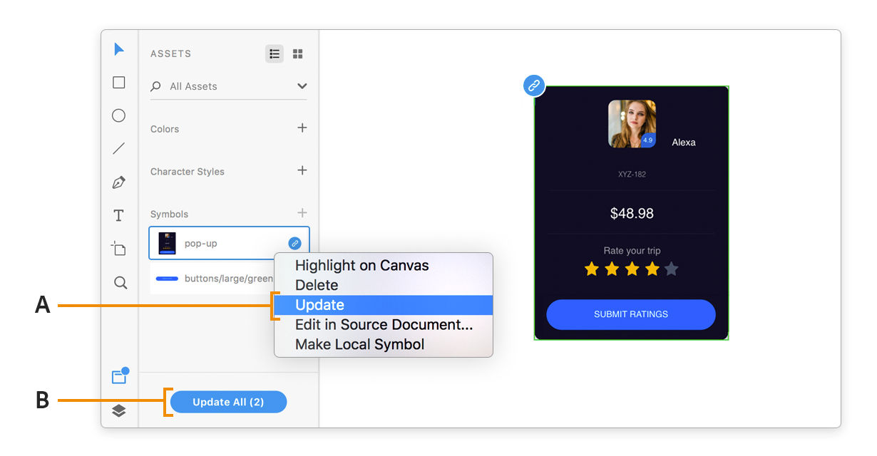 Mise à jour par lots de tous les symboles liés