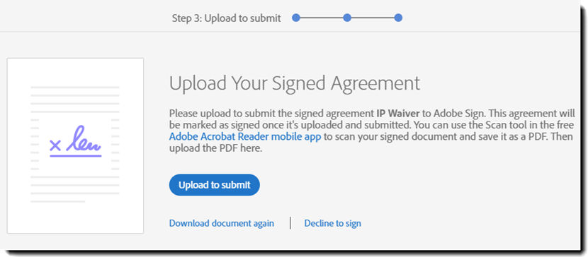 Upload to submit the agreement