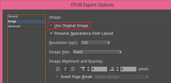 Use original image option in EPUB export