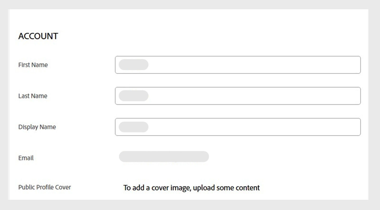 Use the Account page to add preliminary information or update the information of your Adobe Stock Contributor account.