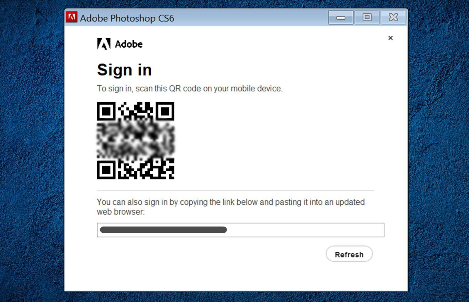 Use the QR code to sign in on your mobile device to reinstall or activate your non-subscription apps