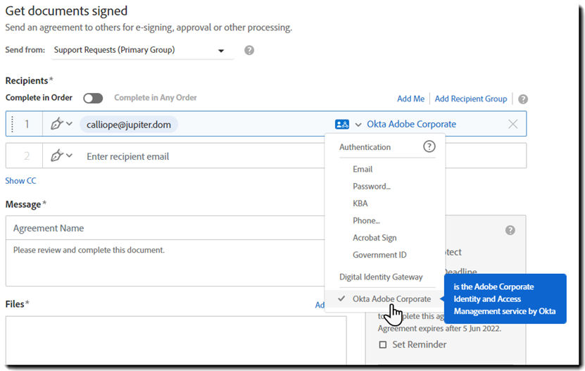 Select the authentication method