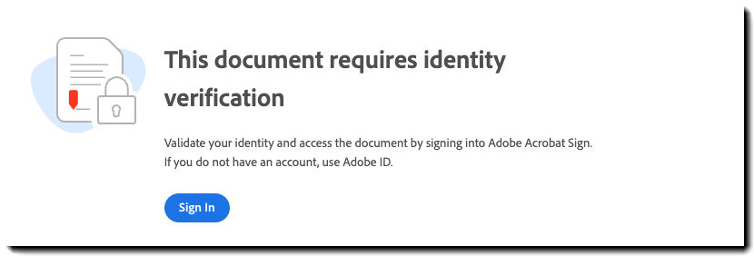 Acrobat Sign authentication challenge