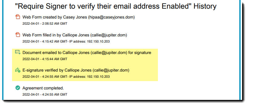 Enabled email verification audit report