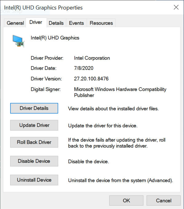 Verifying the driver version and driver date