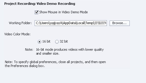 Video demo settings