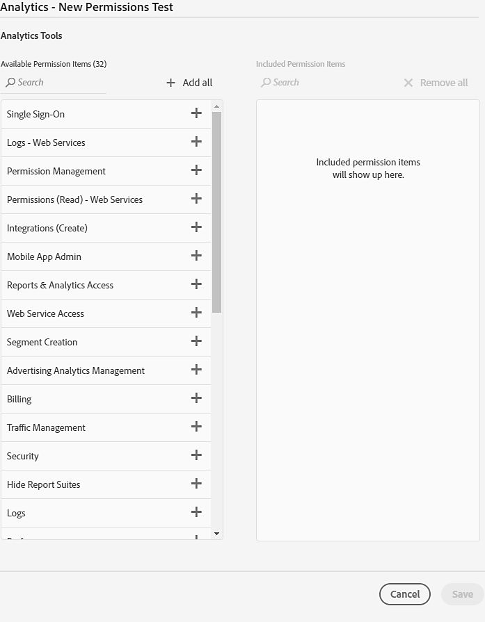 View permissions list 