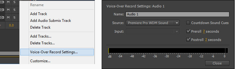 Paramètres de voix hors champ 