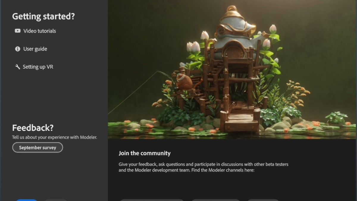 An image of Modeler's Welcome dialog.
