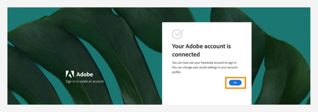 Your Adobe account is connect to your Facebook account