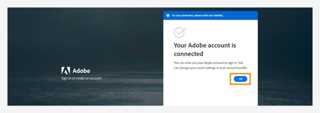 Your Adobe account is connected to your Apple account