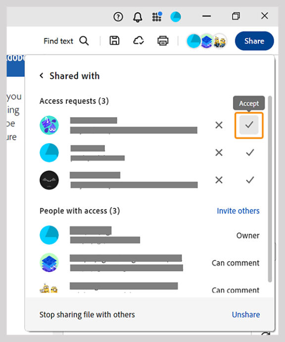 Accept or Reject the access request