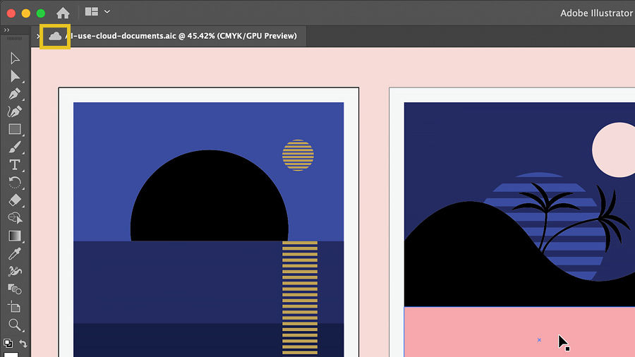 Cloud icon on the document tab indicating an open cloud document
