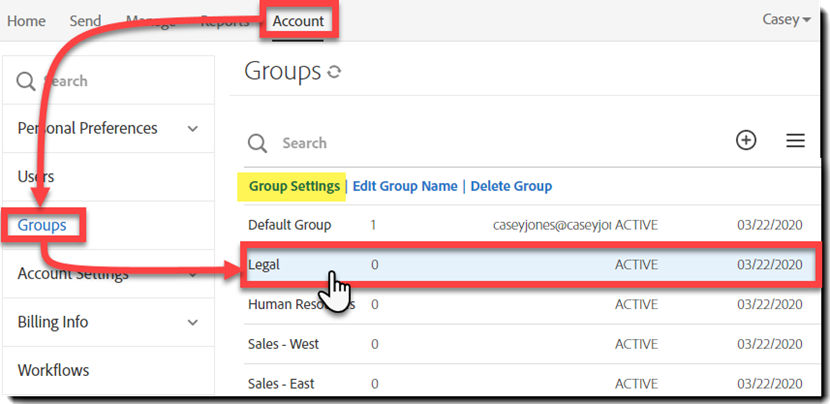 Navigate to group settings